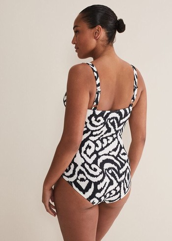 Phase Eight Ikat Abstract Swimwear Black/White Canada | FIDKLY-603